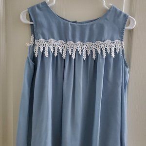 Sleeveless Top with Lace Trimming